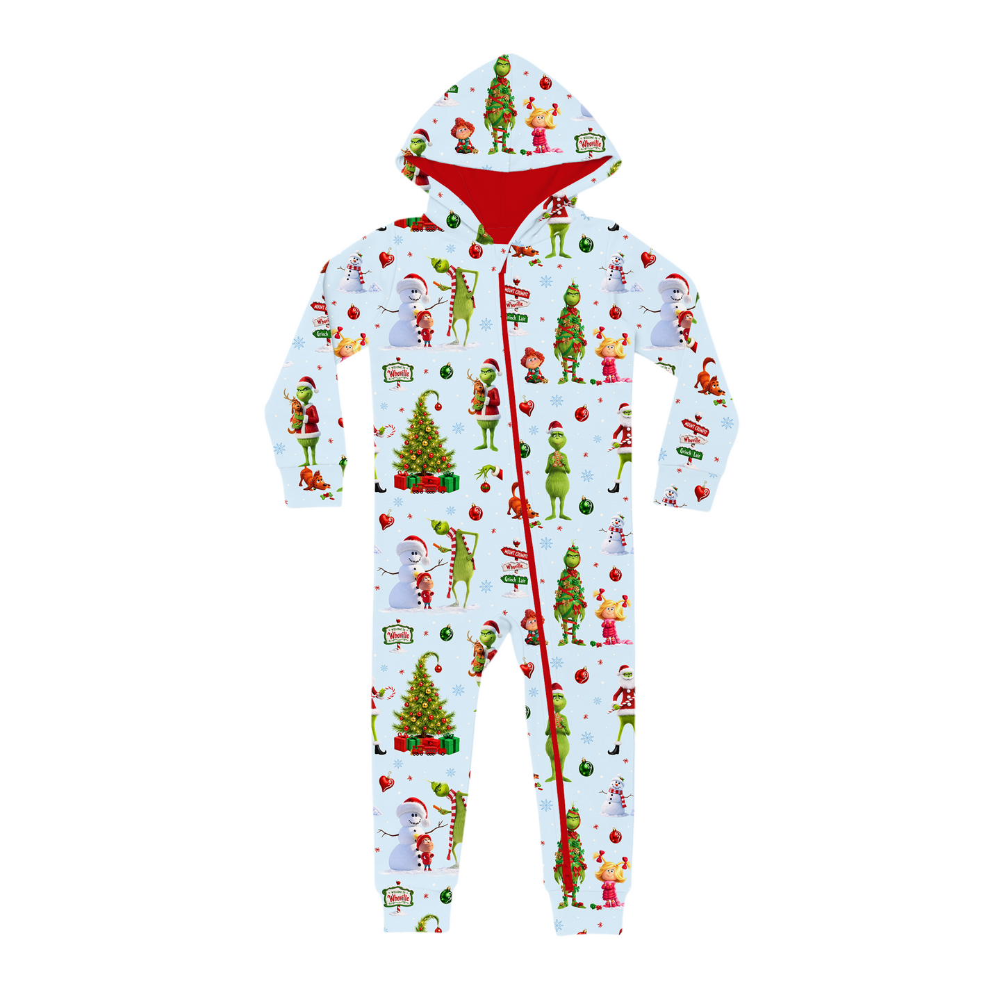 Hooded Romper - Whoville Cheer - Blue  *PRE-ORDER*