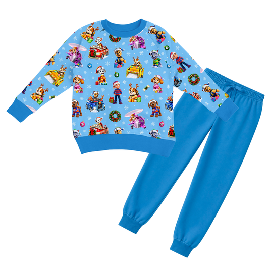 Jogger Set - Santa Paws - Blue   *PRE-ORDER*