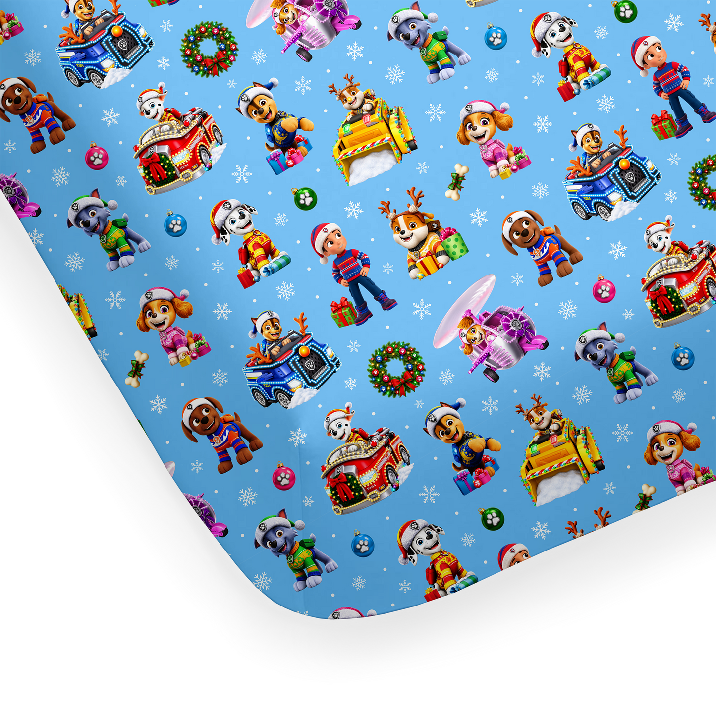 Twin/Double Sheet - Santa Paws - Blue  *PRE-ORDER*