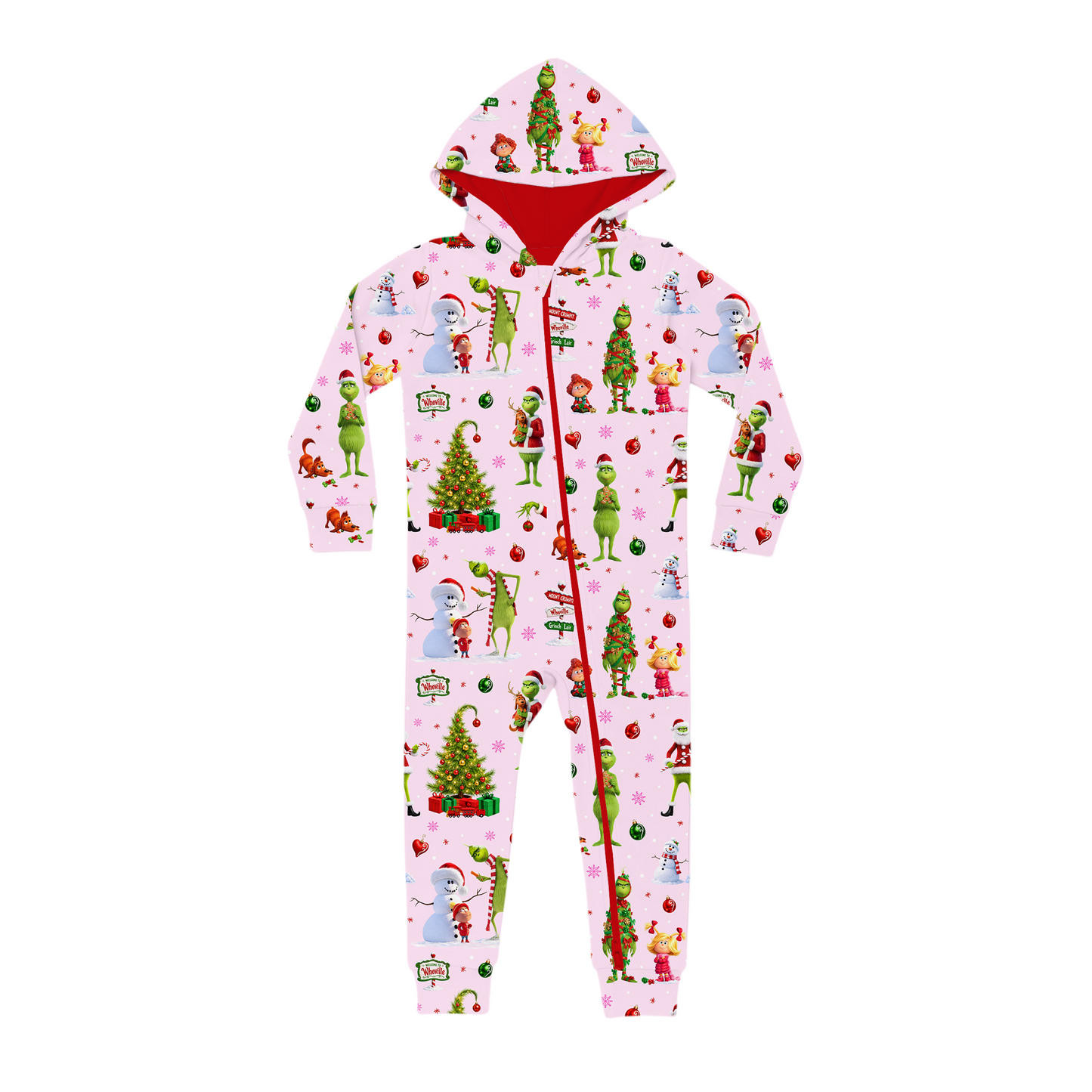 Hooded Romper - Whoville Cheer - Pink  *PRE-ORDER*