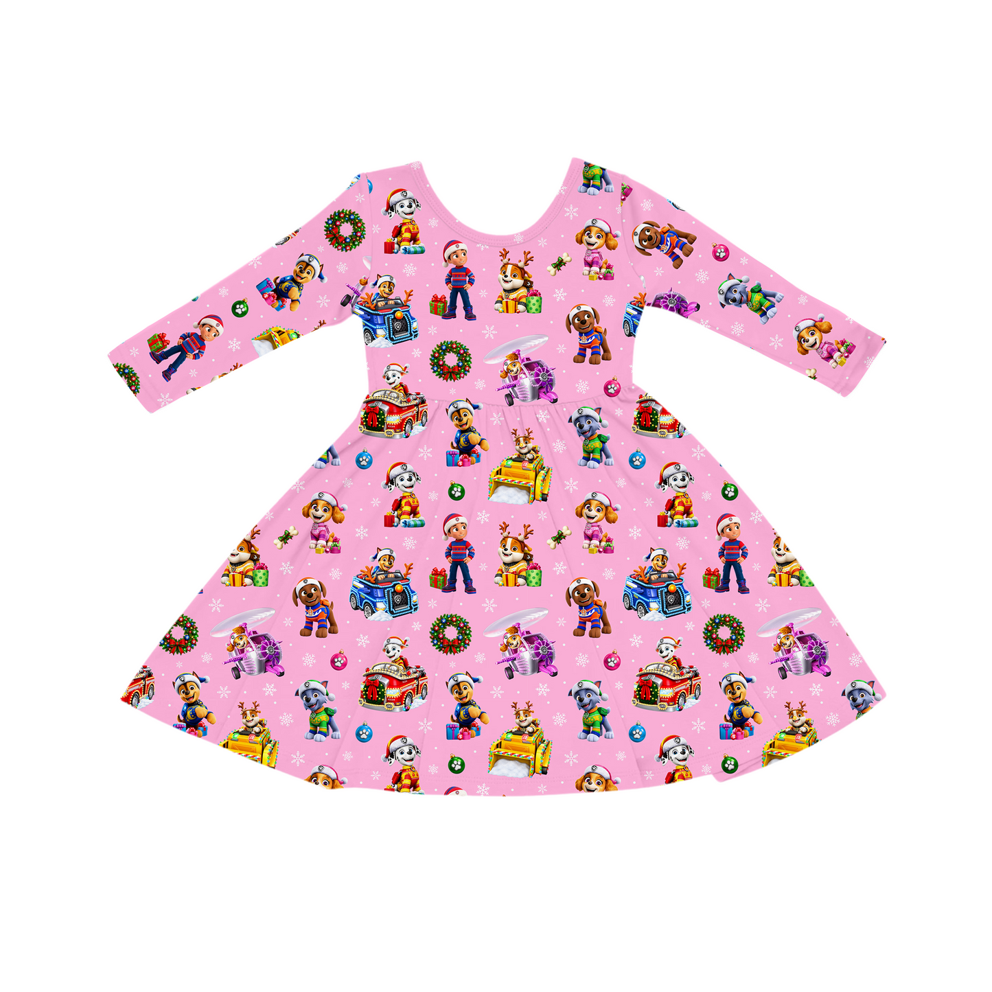 Twirl Dress - Santa Paws - Pink  *PRE-ORDER*