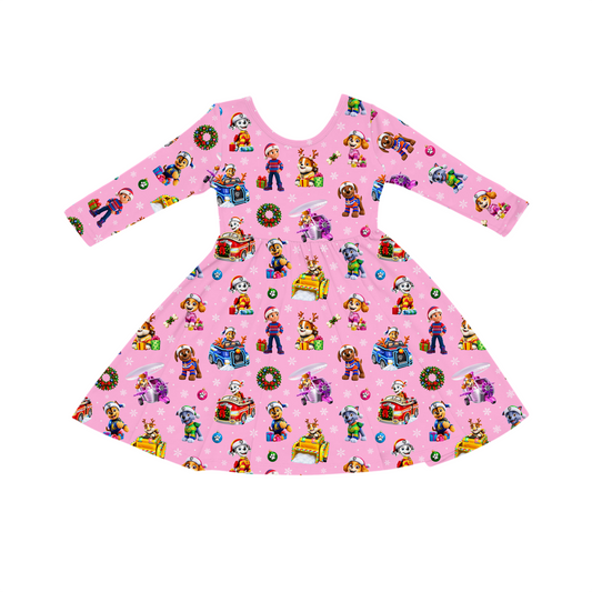 Twirl Dress - Santa Paws - Pink  *PRE-ORDER*