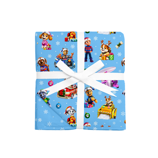 Quilted Blanket - Santa Paws - Blue   *PRE-ORDER*